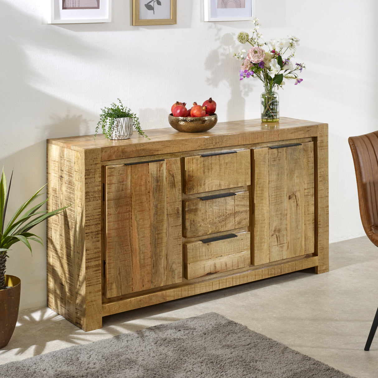Solid Reclaimed Wood Sideboard With 2 Doors And 3 Drawers - Surrey