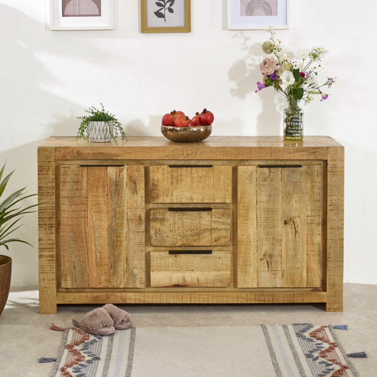 Solid Reclaimed Wood Sideboard With 2 Doors And 3 Drawers - Surrey