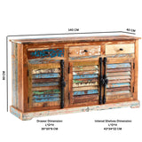 Solid Reclaimed Wood Sideboard With 3 Doors And 3 Drawers - Coastal