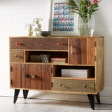 Solid Reclaimed Wood Sideboard With 3 Doors And 3 Drawers - Sorio