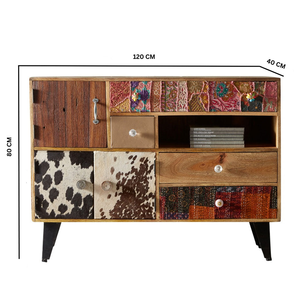 Solid Reclaimed Wood Sideboard With 3 Doors And 4 Drawers - Sorio