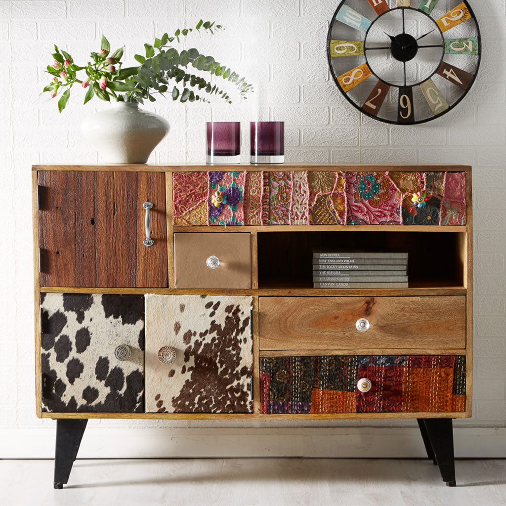Solid Reclaimed Wood Sideboard With 3 Doors And 4 Drawers - Sorio