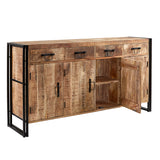 Solid Reclaimed Wood Sideboard With 4 Doors And 4 Drawers - Cosmo Industrial