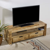 Solid Reclaimed Wood TV Stand With 2 Drawers - Surrey