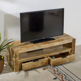 Solid Reclaimed Wood TV Stand With 2 Drawers - Surrey