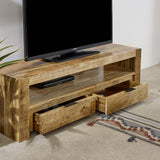 Solid Reclaimed Wood TV Stand With 2 Drawers - Surrey