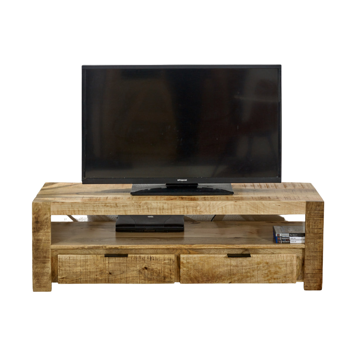 Solid Reclaimed Wood TV Stand With 2 Drawers - Surrey