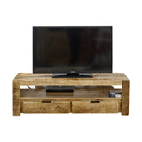 Solid Reclaimed Wood TV Stand With 2 Drawers - Surrey