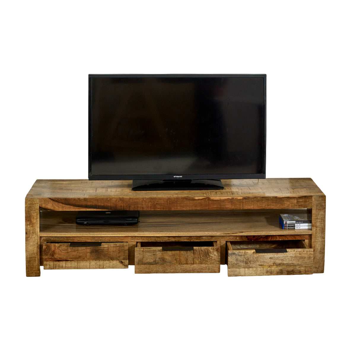 Solid Reclaimed Wood TV Stand With 3 Drawers - Surrey
