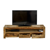 Solid Reclaimed Wood TV Stand With 3 Drawers - Surrey