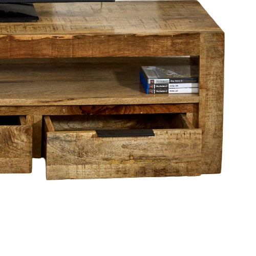 Solid Reclaimed Wood TV Stand With 3 Drawers - Surrey