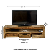 Solid Reclaimed Wood TV Stand With 3 Drawers - Surrey