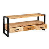 Solid Reclaimed Wood TV Stand With 3 Drawers - Cosmo Industrial