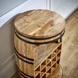 Solid Reclimed Wood Barrel Wine Storage Cabinet - Surrey
