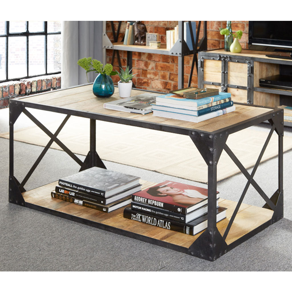 Solid Wood Coffee Table With Metal Frame - Ascot