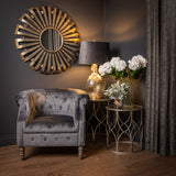 Sunburst Mirror In Antique Silver Metal Frame - Evi