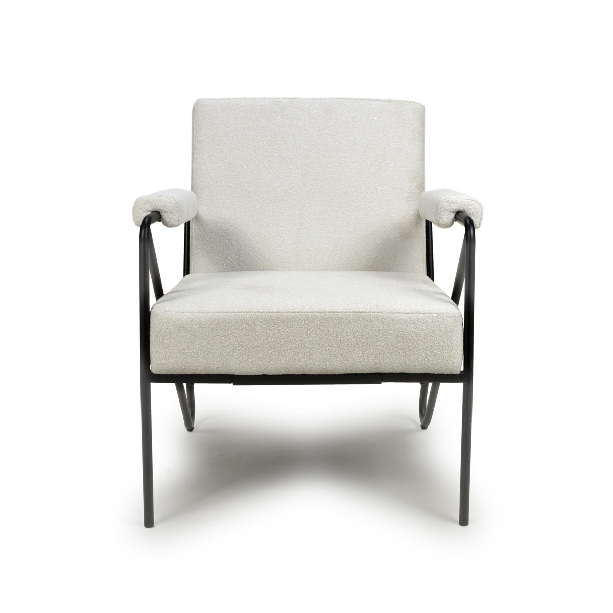 Tactile Speckled Fabric Armchair With Black Metal Frame - Oslo