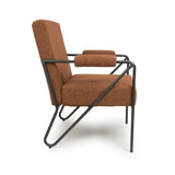 Tactile Speckled Fabric Armchair With Black Metal Frame - Oslo