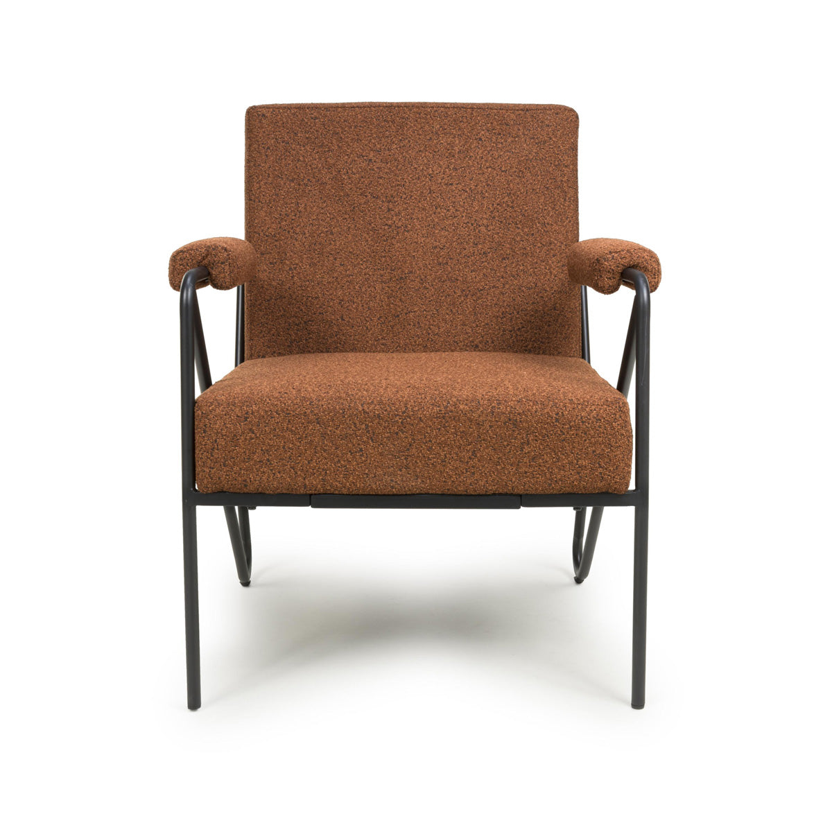 Tactile Speckled Fabric Armchair With Black Metal Frame - Oslo