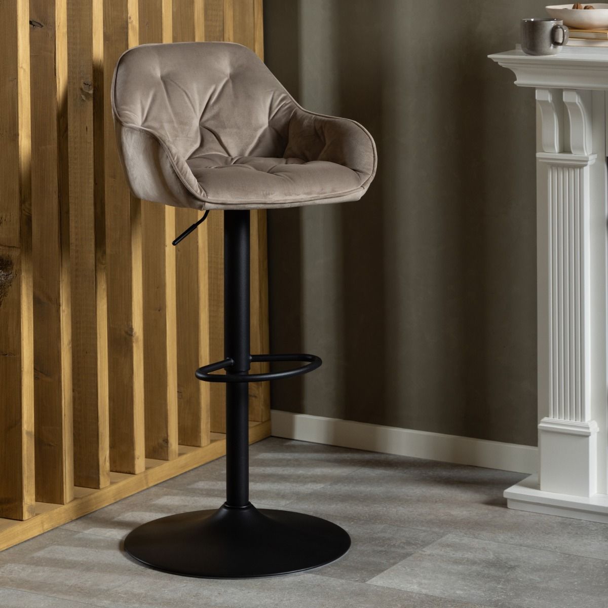 Velvet Bar Stools in Set Of 2 With Gas-Lift And Swivel Function - Brooke