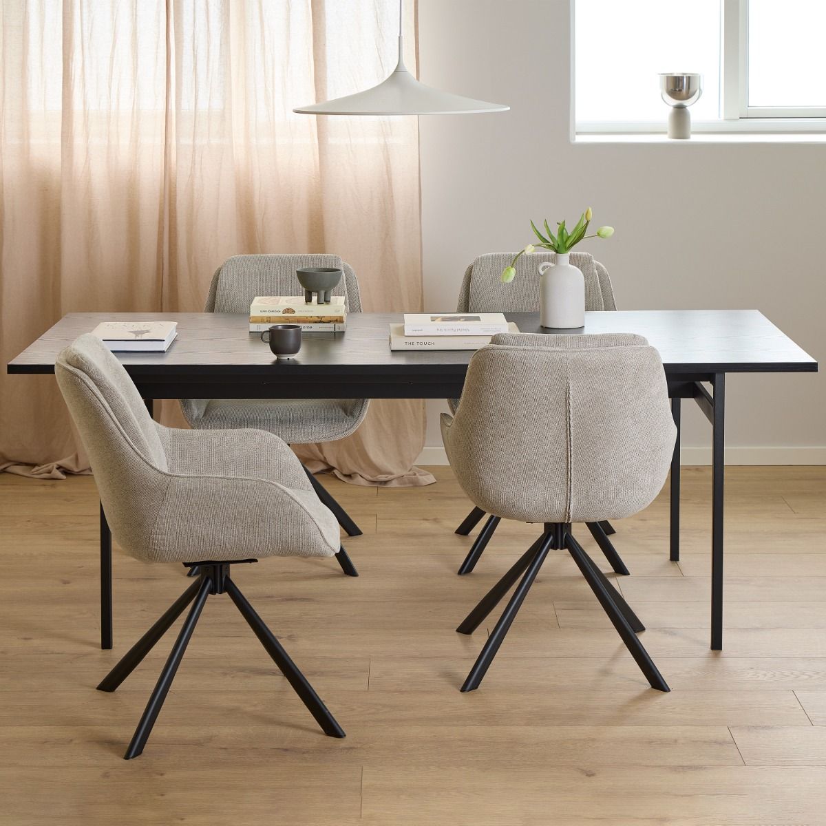 Velvet Dining Chairs in Set Of 2 With Swivel Function - Carrie