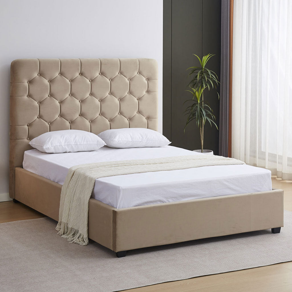 Velvet Double Ottoman Storage Bed - Madison