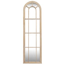 Wall Mirror Arched Window Design Tall In Washed Wooden Frame - Wakefield