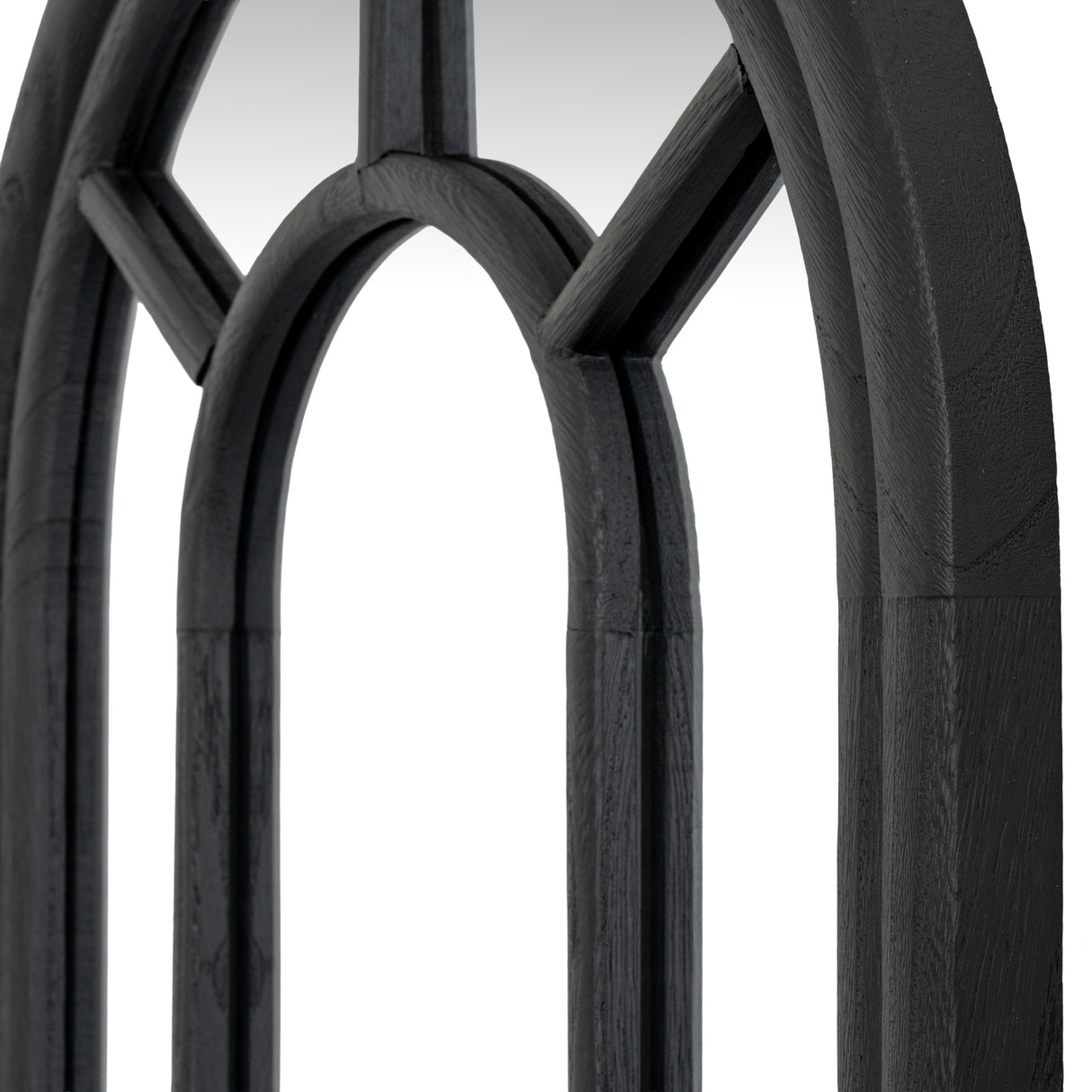 Wall Mirror Arched Window Design Tall In Washed Wooden Frame - Wakefield