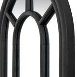 Wall Mirror Arched Window Design Tall In Washed Wooden Frame - Wakefield