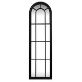 Wall Mirror Arched Window Design Tall In Washed Wooden Frame - Wakefield