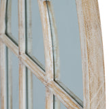 Wall Mirror Arched Window Design In Washed Wooden Frame - Glasgow