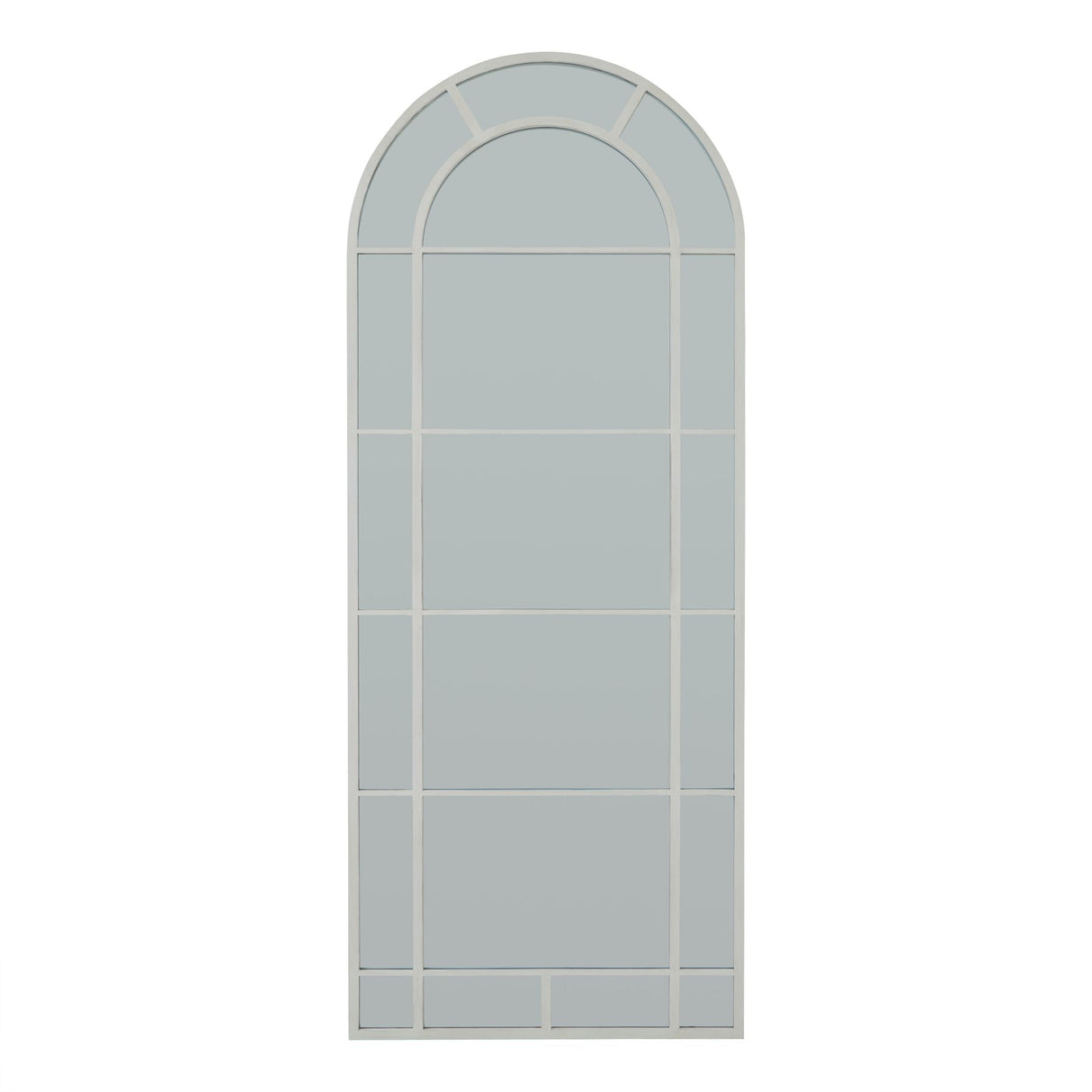 Wall Mirror Large Arched Shaped Window In White Wooden Frame - Norwich