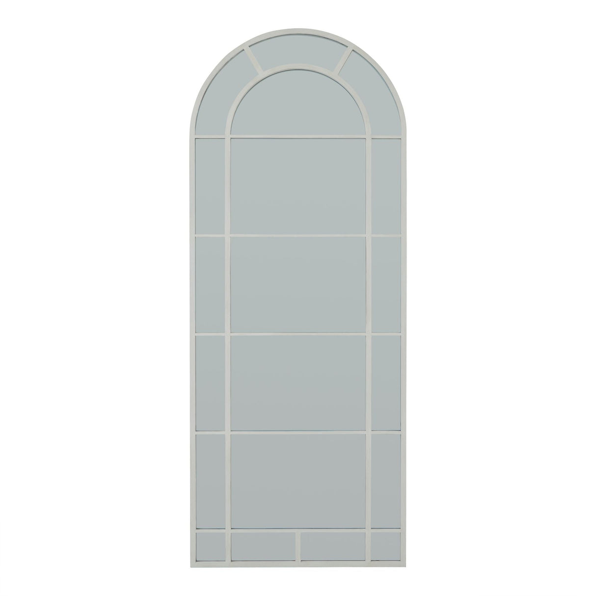 Wall Mirror Large Arched Shaped Window In White Wooden Frame - Norwich