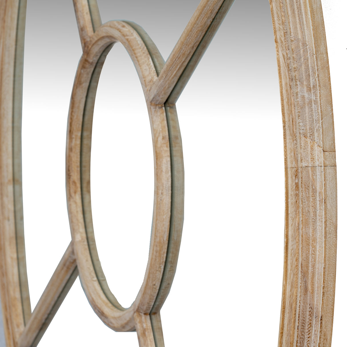 Wall Mirror Round Window Design In Washed Wooden Frame - Belfast
