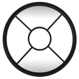 Wall Mirror Round Window Design In Washed Wooden Frame - Belfast