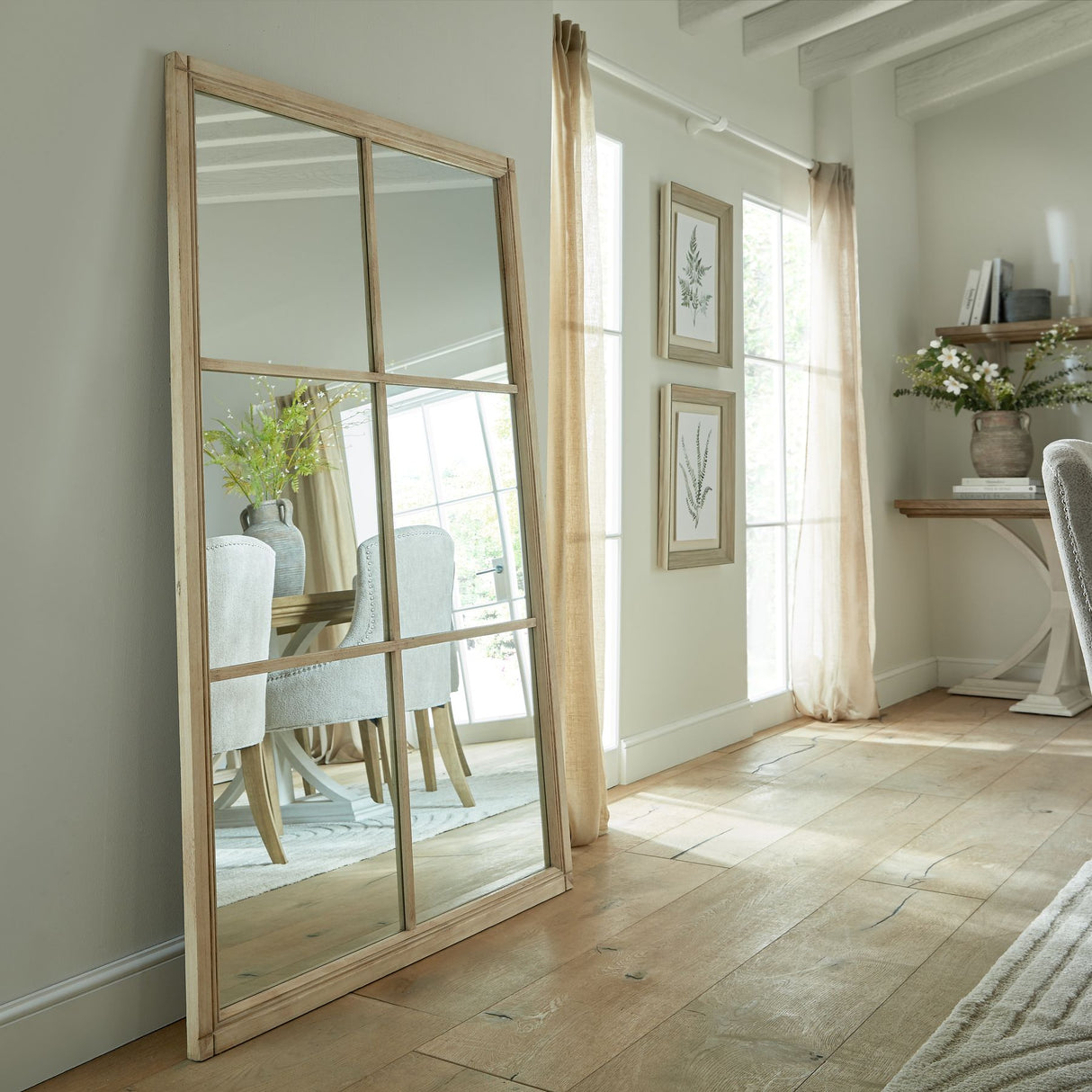 Wall Mirror Window Design In Black Wooden Frame - Salford