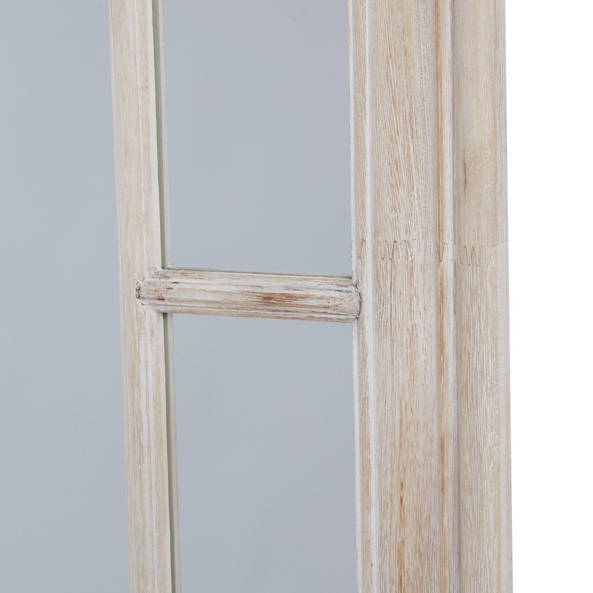 Wall Mirror Window Design Large In Washed Wooden Frame - Bradford