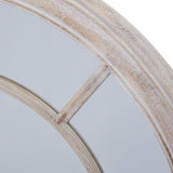 Wall Mirror Window Design Round In Washed Wooden Frame - Bradford