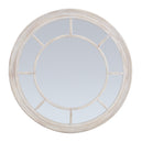 Wall Mirror Window Design Round In Washed Wooden Frame - Bradford