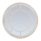 Wall Mirror Window Design Round In Washed Wooden Frame - Bradford