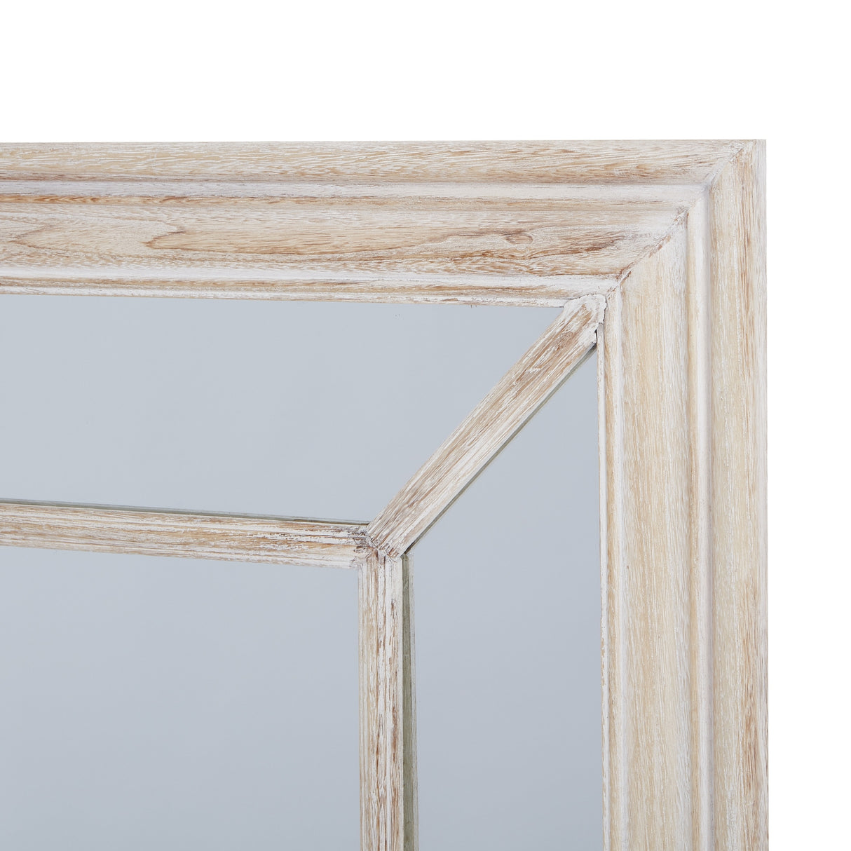 Wall Mirror Window Design Small In Washed Wooden Frame - Bradford