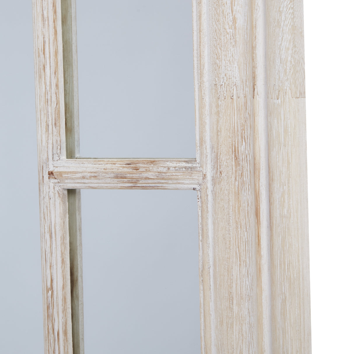 Wall Mirror Window Design Small In Washed Wooden Frame - Bradford