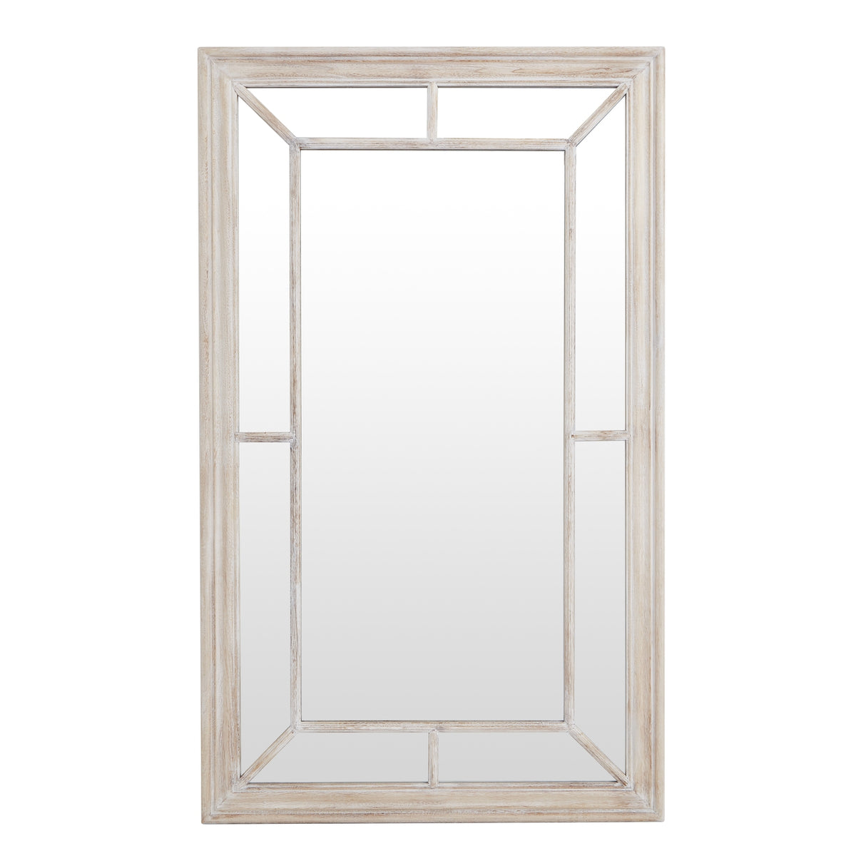 Wall Mirror Window Design Small In Washed Wooden Frame - Bradford