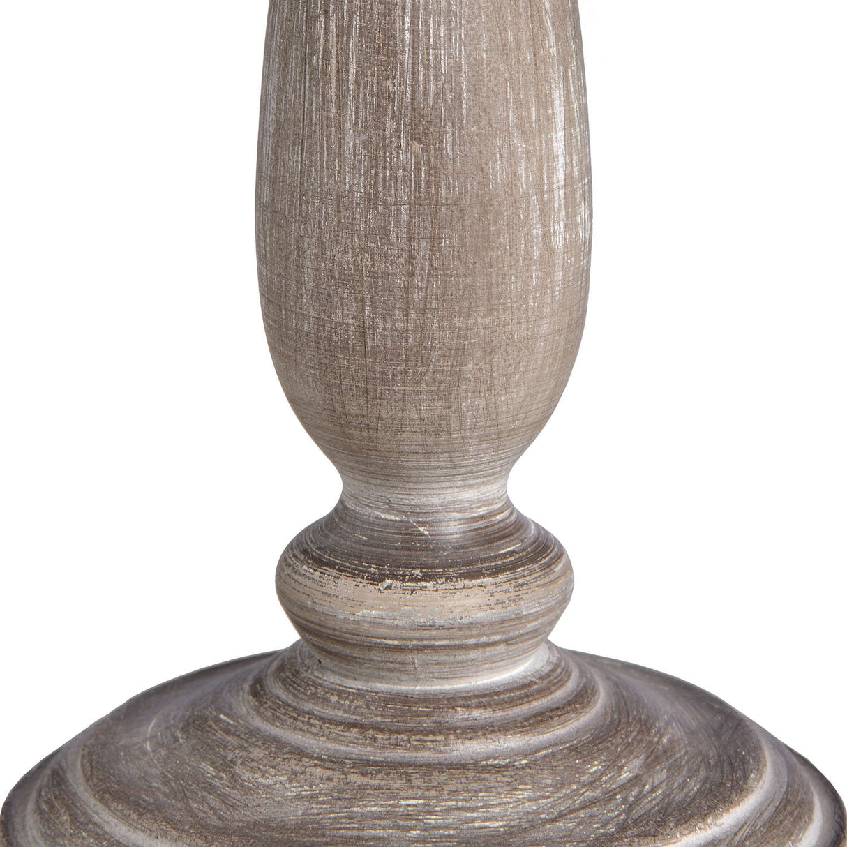 White Linen Shade Table Lamp With Neutral Washed Wooden Base - Teos