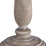 White Linen Shade Table Lamp With Neutral Washed Wooden Base - Teos