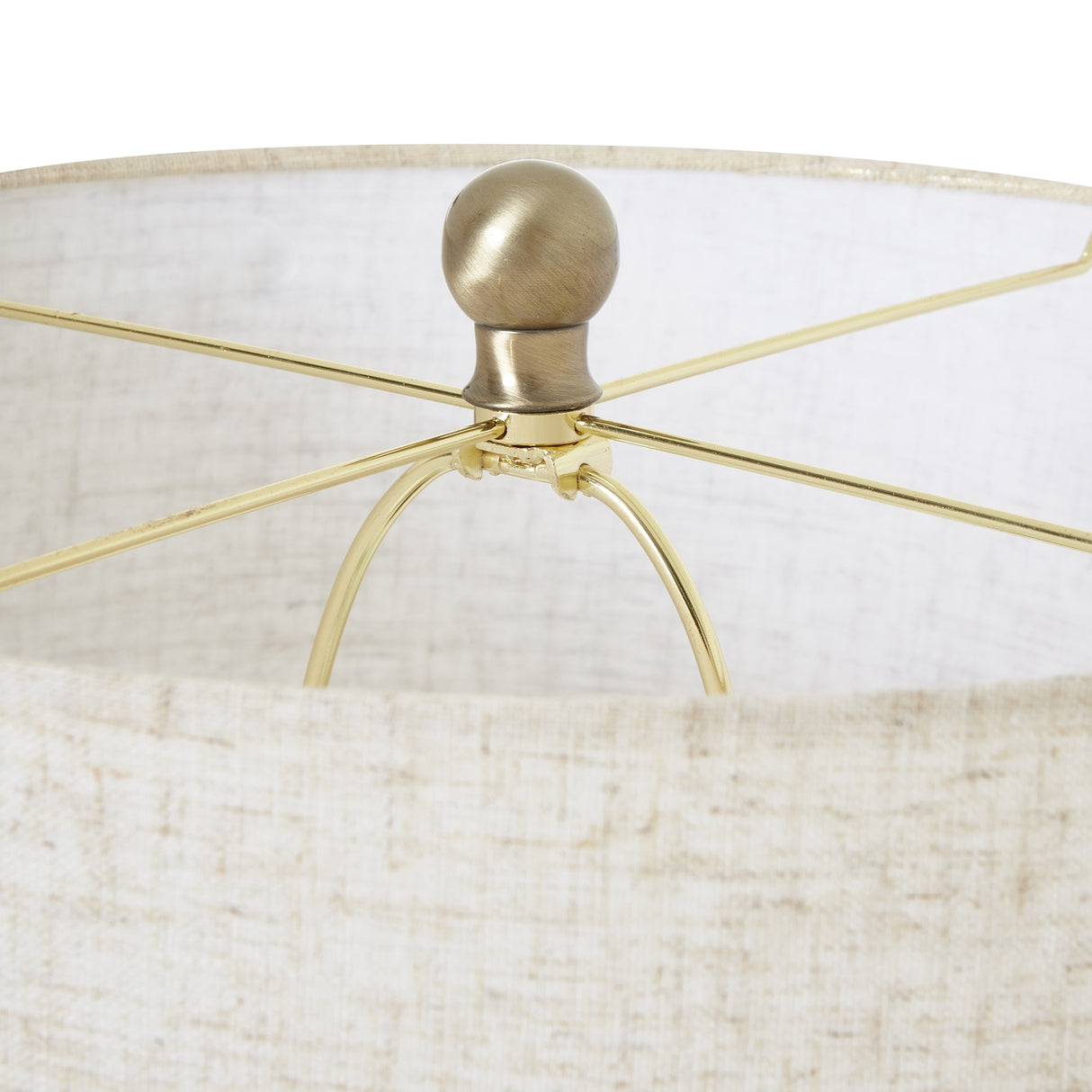 White Linen Shade Table Lamp Small With Globe Wooden Base - Wicker