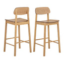 Wooden Bar Stools With Back In Set Of 2 - Barlow