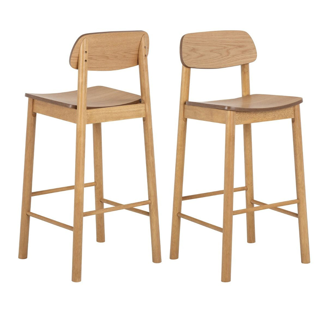 Wooden Bar Table And 2 Bar Stools With Back - Barlow