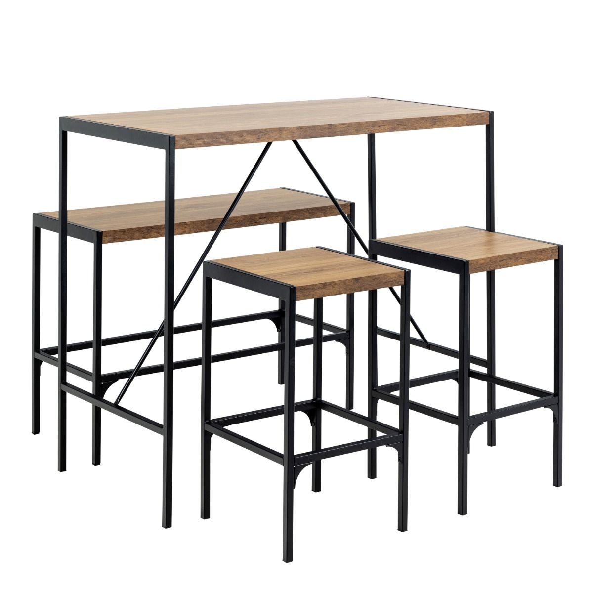 Wooden Bar Table And 2 Stools - Bahamas