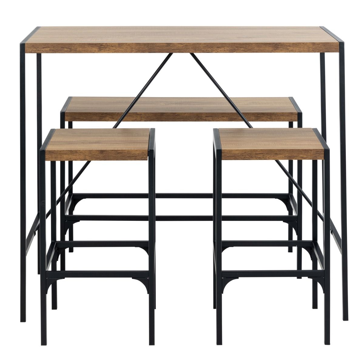 Wooden Bar Table And 2 Stools - Bahamas